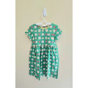 NWOT Mini Boden Fun Jersey Dress- Pea Green Daisy Bugs,2/3-11/12